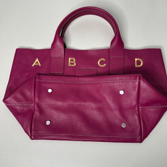 Nur Donatella Lucchi Pink Leather Tote Bag Embroidered Alphabet Letters - Picture 4 of 13